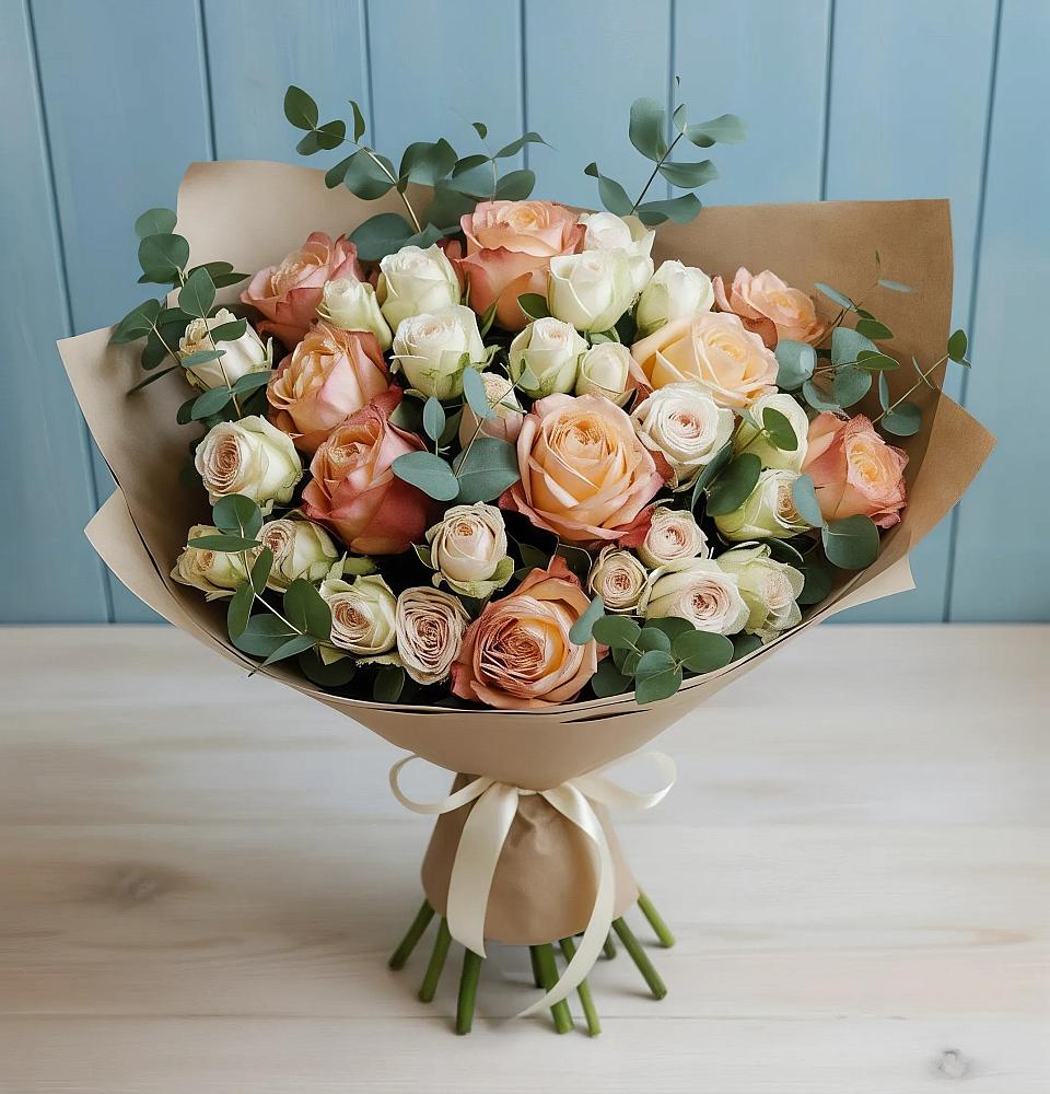 Букет цветов из: Альстромерии и Розы в Карабаш Республики Татарстан