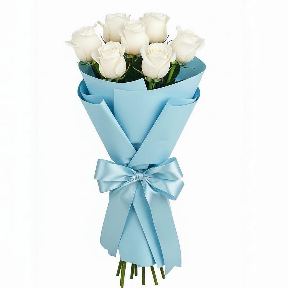 Букет 7 белых роз Проуд в Карабаш Республики Татарстан