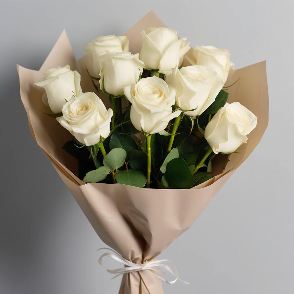 Букет 9 Белых роз Эдлесс Лав в Карабаш Республики Татарстан