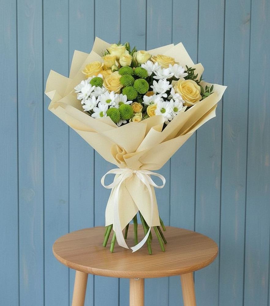 Букет цветов из: Хризантемы и Розы в Карабаш Республики Татарстан