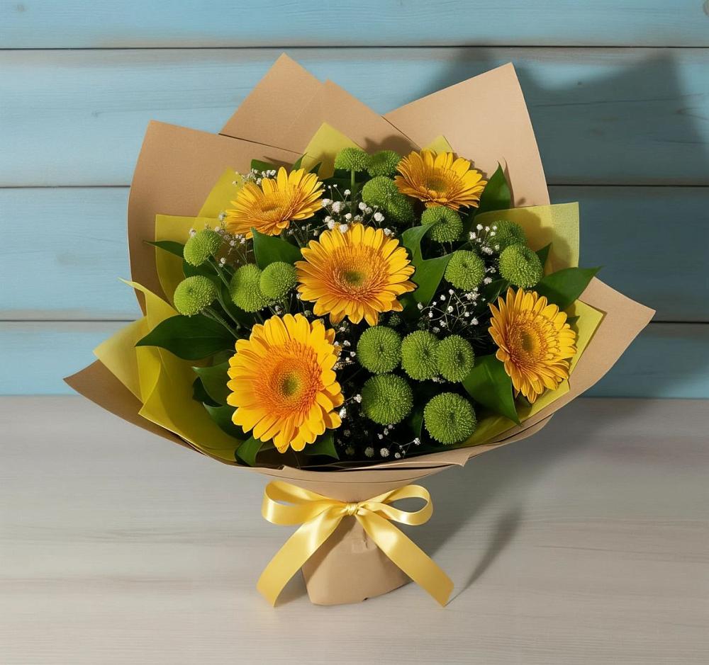 Букет цветов из: Герберы и Хризантемы в Карабаш Республики Татарстан