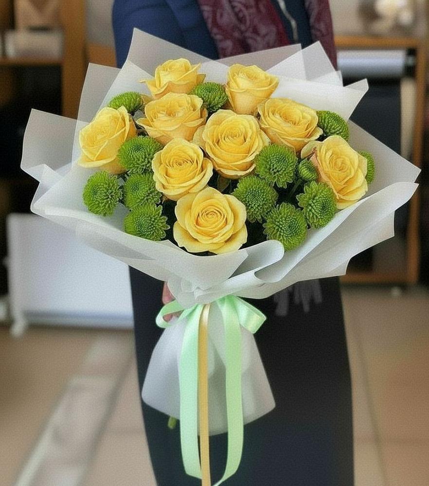 Букет цветов из: Хризантемы и Розы в Карабаш Республики Татарстан