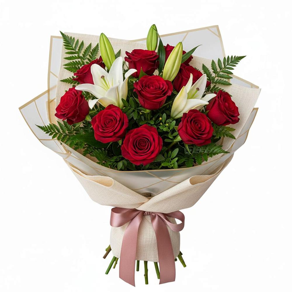 Букет цветов из: Лилии и Розы в Карабаш Республики Татарстан