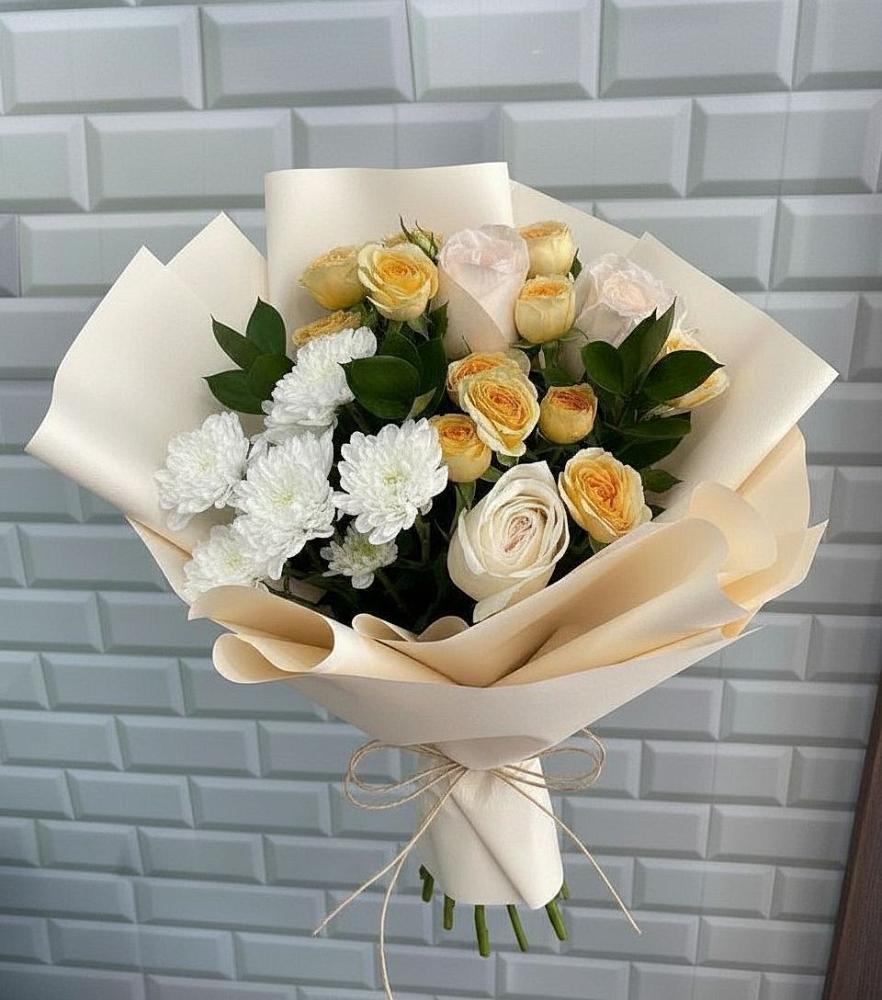Букет цветов из: Розы и Хризантемы в Карабаш Республики Татарстан