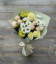 Букет цветов из:  Альстромерии, Розы и Хризантемы #REPLACE_PRED# Карабаш Республики Татарстан