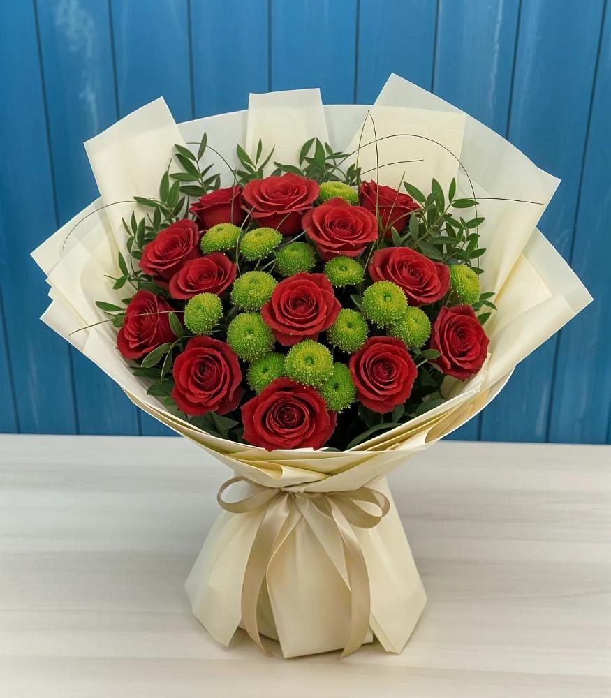 Букет цветов из: Розы и Хризантемы в Карабаш Республики Татарстан